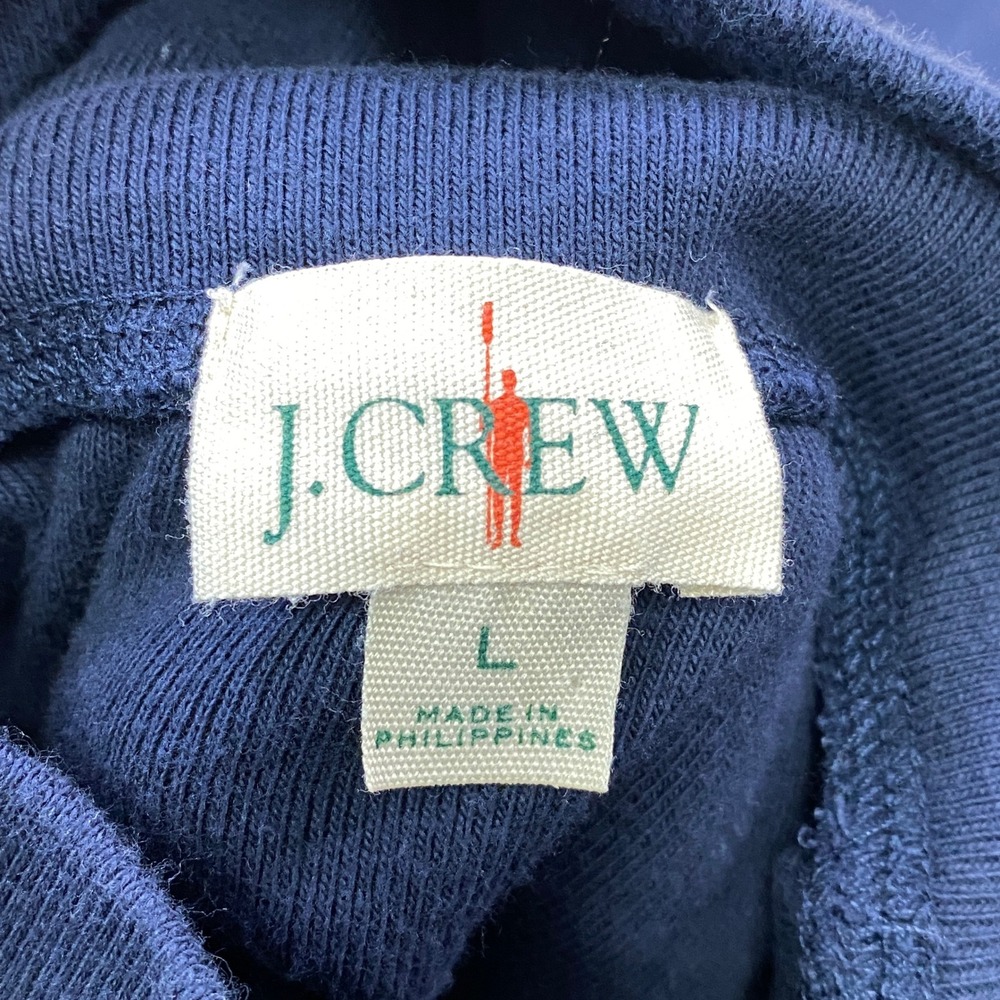 J.Crew Turtleneck Men L Classic Minimalist Cotton Navy Blue Long Sleeve Shirt - Picture 3 of 9